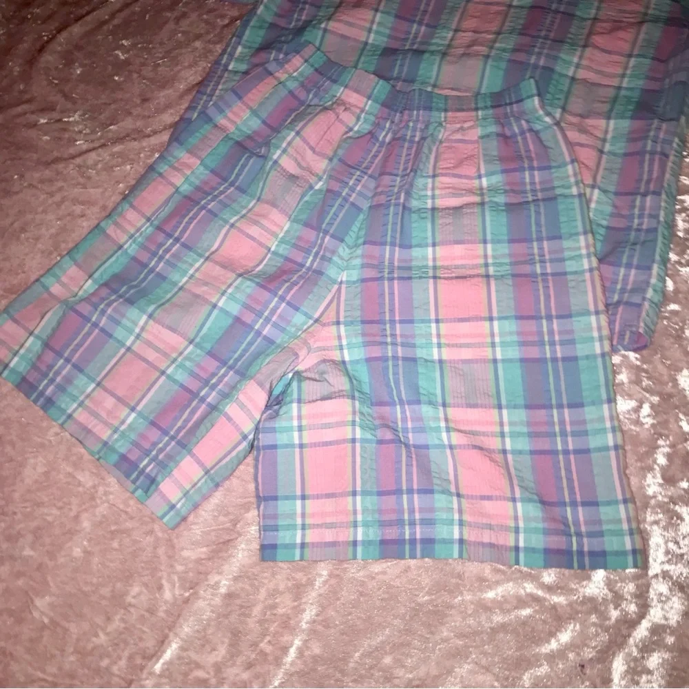Vtg 80s/90s Pastel Goth/Kawaii Fun Plaid Picnic Matching Shorts Set - Picture 11 of 12
